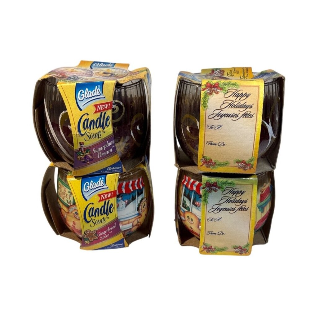 Glade Holiday Candle Scents Gingerbread Spice & Sugarplum Dream 3 Oz Set of 4